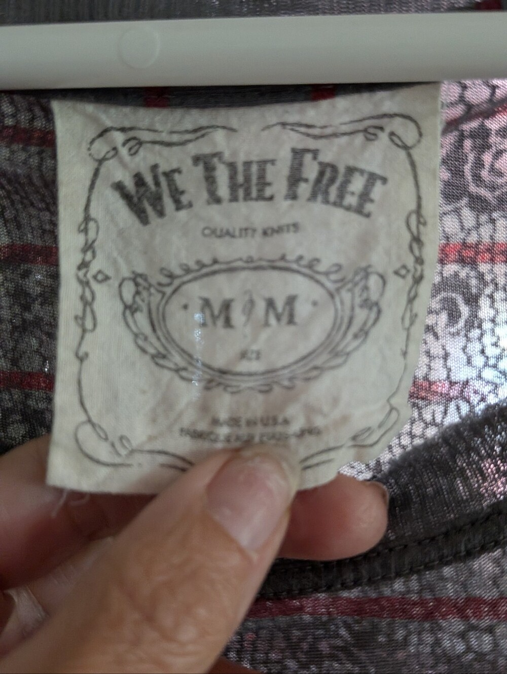 We The Free Striped Knit Top — Gray with Pink Stripes